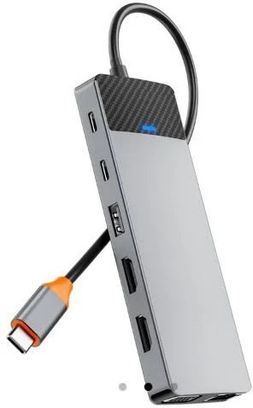 Адаптер HUB WIWU [A12HV] Linker 12in1 USB-C to USB-C+2xUSB2.0+2xUSB3.0+SD/MicroSD+VGA+2xHDMI+RJ45+PD 100W - фото 1