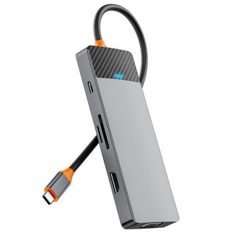 Адаптер HUB WIWU [A921HV] Linker 9in1 USB-C to USB-C+USB2.0+2xUSB3.0+SD/MicroSD+VGA+HDMI+PD 100W - фото 2