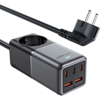 Сетевой фильтр ACEFAST [Z2] Desktop Power Strip 220V+2xUSB+3xUSB-C 75W EU Plug (Black) - фото 1