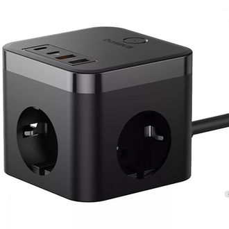 Мережевий фільтр Baseus PowerCombo Cube Power Strip 3xAC+2xUSB+2xType-C 30W 1.5m (E00066400117-00) - фото 2 Мережевий фільтр Baseus PowerCombo Cube Power Strip 3xAC+2xUSB+2xType-C 30W 1.5m (E00066400117-00) - фото 2