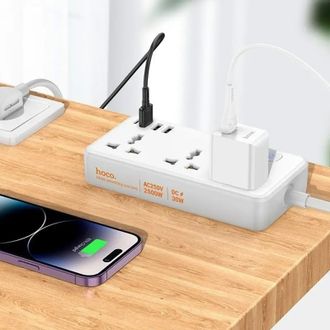 Сетевой фильтр Hoco AC8A 3USB + USB-C 220V 30W PD 1.5m - white - фото 3 Сетевой фильтр Hoco AC8A 3USB + USB-C 220V 30W PD 1.5m - white - фото 3