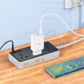 Сетевой фильтр Hoco AC8A 3USB + USB-C 220V 30W PD 1.5m - black - фото 3