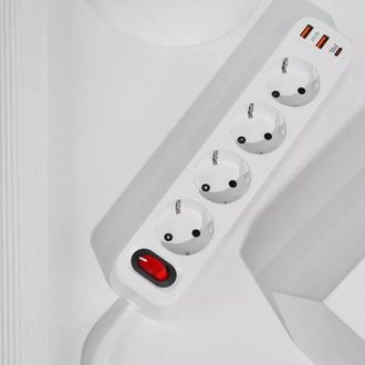 Сетевой фильтр Hoco NS1 Aura 4-bit PD 20W 2xUSB+Type-C white - фото 2 Сетевой фильтр Hoco NS1 Aura 4-bit PD 20W 2xUSB+Type-C white - фото 2