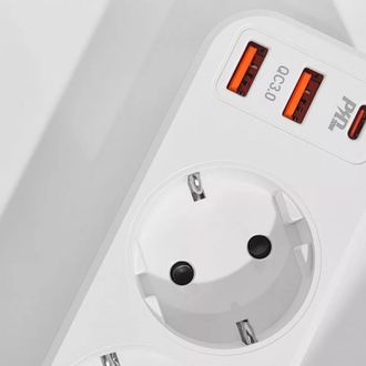 Сетевой фильтр Hoco NS1 Aura 4-bit PD 20W 2xUSB+Type-C white - фото 3 Сетевой фильтр Hoco NS1 Aura 4-bit PD 20W 2xUSB+Type-C white - фото 3