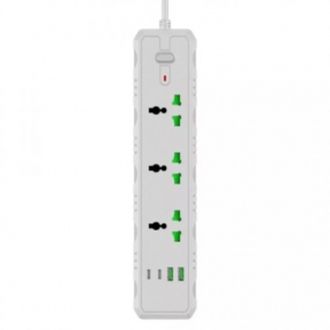 Сетевой фильтр T25-QC (3 розетки + 2 USB + 2 Type-C) 2м white - фото 1 Сетевой фильтр T25-QC (3 розетки + 2 USB + 2 Type-C) 2м white - фото 1