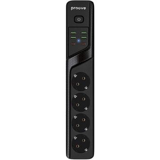 Сетевой фильтр Proove Power Strip P-04 (4 розетки + 4 USB + 2 Type-C) 2М (black) (PSP442420001) - фото 1
