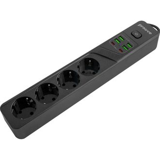 Сетевой фильтр Proove Power Strip P-04 (4 розетки + 4 USB + 2 Type-C) 3M (black) (PSP442430001) - фото 2 Сетевой фильтр Proove Power Strip P-04 (4 розетки + 4 USB + 2 Type-C) 3M (black) (PSP442430001) - фото 2