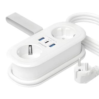 Сетевой фильтр Proove Supercoil 20W (2xAC + Type-C + 2xSB) 1.5m (white) (PSPS25002102) - фото 1