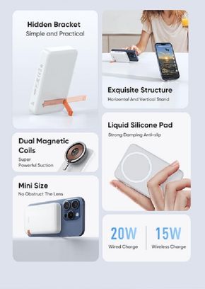 Магнітний бездротовий павербанк Mcdodo MC-5100 Fast Wireless Charger with Built-in Bracket Magnetic 10000mAh 20W White - фото 2 Магнітний бездротовий павербанк Mcdodo MC-5100 Fast Wireless Charger with Built-in Bracket Magnetic 10000mAh 20W White - фото 2