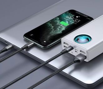 Внешний аккумулятор (павербанк) Baseus Amblight Digital Display Fast Charge Power Bank 30000mAh 65W White (PPLG000102) - фото 3
