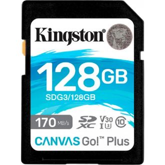 Карта пам'яті SDXC (UHS-1 U3) Kingston Canvas Go Plus 128Gb class 10 V30 (R170MB/s, W90MB/s) (SDG3/128GB) - фото 1 Карта пам'яті SDXC (UHS-1 U3) Kingston Canvas Go Plus 128Gb class 10 V30 (R170MB/s, W90MB/s) (SDG3/128GB) - фото 1