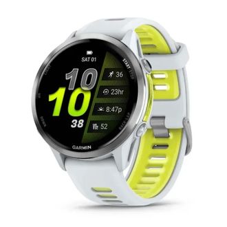 Смарт-часы Garmin Forerunner 970 Whitestone Titanium with Whitestone/Translucent Amp Yellow Silicone with Silver Buckle (010-02969-61) (UA) - фото 1