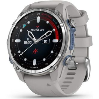 Смарт-часы Garmin Descent Mk3 43 mm Stainless Steel with Fog Gray Silicone Band (010-02753-04/03) - фото 1