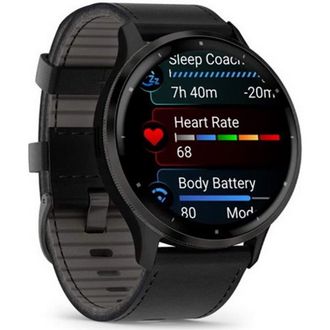 Смарт-часы Garmin Venu 3 Slate S. Steel Bezel w. Black Case and Leather Band (010-02784-52/02) (UA) - фото 3