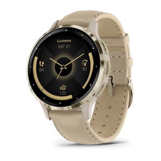 Смарт-годинник Garmin Venu 3S Soft Gold S. Steel Bezel w. French Gray Case and Leather Band (010-02785-55) UA - фото 1