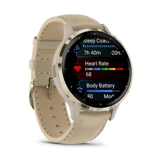 Смарт-годинник Garmin Venu 3S Soft Gold S. Steel Bezel w. French Gray Case and Leather Band (010-02785-55) UA - фото 3