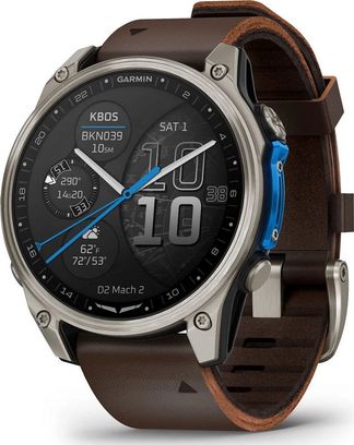 Смарт-часы Garmin D2 Mach 2 47mm Titanium w. Oxford Brown Leather Band (010-02904-30/31) - фото 1