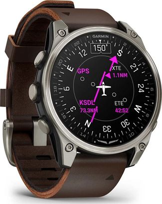 Смарт-часы Garmin D2 Mach 2 47mm Titanium w. Oxford Brown Leather Band (010-02904-30/31) - фото 3