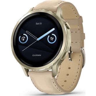 Смарт-часы Garmin Venu 4 41 mm Lunar Gold with Light Sand Leather Band (010-03013-03) (UA) - фото 1 Смарт-часы Garmin Venu 4 41 mm Lunar Gold with Light Sand Leather Band (010-03013-03) (UA) - фото 1