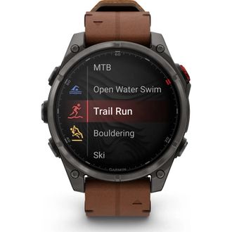 Смарт-часы Garmin Fenix 8 Pro 47 mm AMOLED Carbon Gray DLC Titanium with Chestnut Leather Band (010-03198-40) - фото 2 Смарт-часы Garmin Fenix 8 Pro 47 mm AMOLED Carbon Gray DLC Titanium with Chestnut Leather Band (010-03198-40) - фото 2