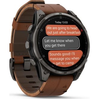 Смарт-часы Garmin Fenix 8 Pro 47 mm AMOLED Carbon Gray DLC Titanium with Chestnut Leather Band (010-03198-40) - фото 3 Смарт-часы Garmin Fenix 8 Pro 47 mm AMOLED Carbon Gray DLC Titanium with Chestnut Leather Band (010-03198-40) - фото 3