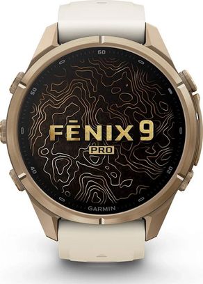Смарт-часы Garmin Fenix 9 Pro inReach 43mm Autumn Gold Titanium with Cream/French Gray Silicone Band (010-04335-20/21) - фото 2