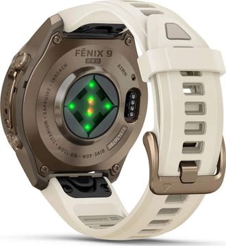 Смарт-часы Garmin Fenix 9 Pro inReach 43mm Autumn Gold Titanium with Cream/French Gray Silicone Band (010-04335-20/21) - фото 6