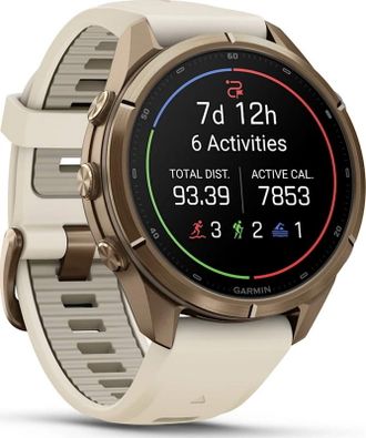 Смарт-годинник Garmin Fenix 9 Pro 43mm Autumn Gold Titanium with Cream/French Gray Silicone Band (010-04335-25/26) - фото 3
