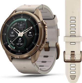 Смарт-часы Garmin Fenix 9 Pro inReach 43mm Autumn Gold Titanium with Bone Leather Band (010-04335-40/41) - фото 1