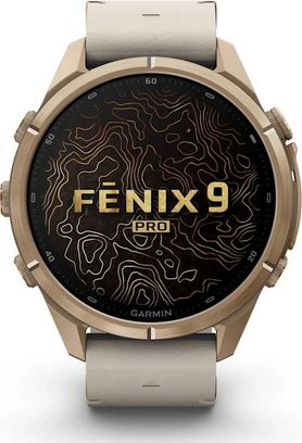 Смарт-часы Garmin Fenix 9 Pro inReach 43mm Autumn Gold Titanium with Bone Leather Band (010-04335-40/41) - фото 2