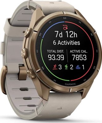 Смарт-часы Garmin Fenix 9 Pro inReach 43mm Autumn Gold Titanium with Bone Leather Band (010-04335-40/41) - фото 3