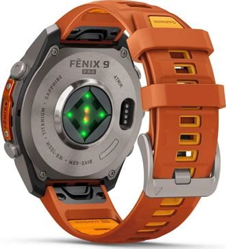 Смарт-часы Garmin Fenix 9 Pro inReach 47mm Titanium with Autumn Orange/Spark Orange Silicone Band (010-04336-00/01) - фото 6