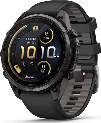 Смарт-часы Garmin Fenix 9 Pro inReach 47mm Carbon Gray DLC Titanium w. Black/Pebble Gray Silicone B. (010-04336-10/11) - фото 1