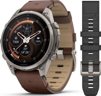 Смарт-часы Garmin Fenix 9 Pro inReach 47mm Titanium with Walnut Leather Band (010-04336-40/41) - фото 1