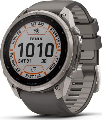 Смарт-часы Garmin Fenix 9 Pro Solar inReach 51mm Titanium with Pebble Gray/Silver Gray Silicone Band (010-04339-00/01) - фото 1