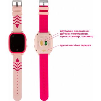 Дитячий годинник Amigo GO005 4G WIFI Kids waterproof Thermometer Pink (747018) (UA) - фото 3