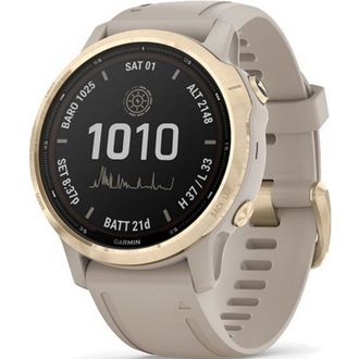 Смарт-годинник Garmin Fenix 6S Pro Solar Edition Light Gold with Light Sand band (010-02409-11/10) - фото 1 Смарт-годинник Garmin Fenix 6S Pro Solar Edition Light Gold with Light Sand band (010-02409-11/10) - фото 1