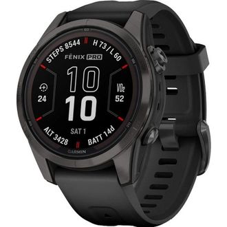 Смарт-годинник Garmin Fenix 7S Pro Sapphire Solar Carbon Gray Titanium with Black Silicone (010-02776-54) (UA) - фото 1