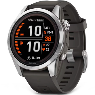Смарт-годинник Garmin Fenix 7S Pro Solar Edition | 42 мм Silver with Graphite Band (010-02776-01) - фото 1