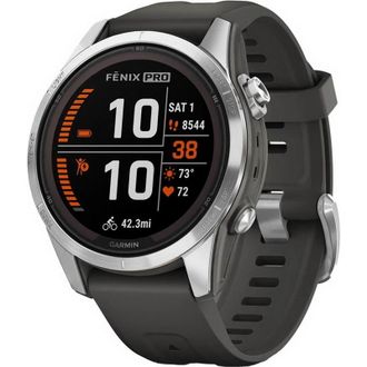 Смарт-годинник Garmin Fenix 7S Pro Solar Silver w. Graphite Band (010-02776-00/01) - фото 1