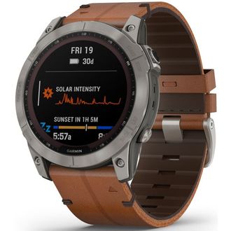 Смарт-годинник Garmin Fenix 7X Sapphire Solar Titanium w. Chestnut Leather Band (010-02541-19) - фото 1