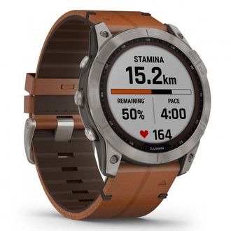 Смарт-годинник Garmin Fenix 7X Sapphire Solar Titanium w. Chestnut Leather Band (010-02541-19) - фото 2