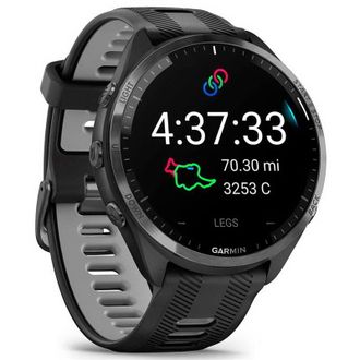 Смарт-годинник Garmin Forerunner 965 Carbon Gray DLC Titanium Bezel with Black Case and Black/Powder Gray Silicone Band (010-02809-00/10/80) (UA) - фото 2