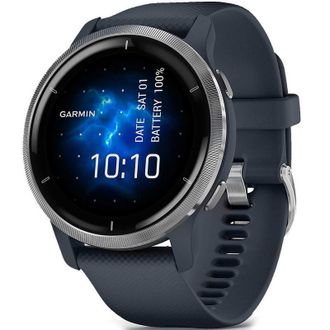 Смарт-годинник Garmin Venu 2 Silver Bezel with Granite Blue Case and Silicone Band (010-02430-10/00) - фото 1
