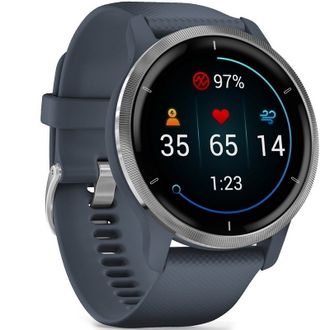 Смарт-годинник Garmin Venu 2 Silver Bezel with Granite Blue Case and Silicone Band (010-02430-10/00) - фото 2