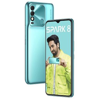 Смартфон Tecno Spark 8 (Kg6k) 4/64 Cyan - фото 2 Смартфон Tecno Spark 8 (Kg6k) 4/64 Cyan - фото 2