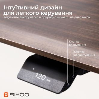 Комп’ютерний стіл Sihoo D07 1.6m Walnut/Black (D07B-101/D07J-101-AB) - фото 4