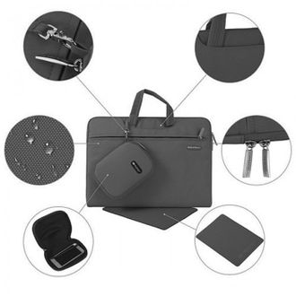 Чехол-сумка WIWU Gearmax для MacBook 13" Campus Slim Series [+ чехол и коврик для мышки] (Grey) - фото 2