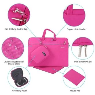 Чохол-сумка WIWU Gearmax для MacBook 13" Campus Slim Series [+ чохол і коврик для мишки] (Pink) - фото 3
