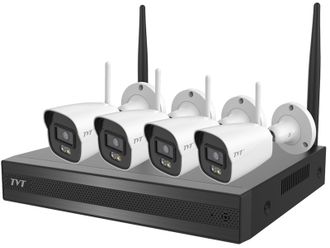 Комплект из 4 камер TVT TD-P0804W1-001 и 8-канального 8Mp WiFi IP-видеорегистратора - фото 1